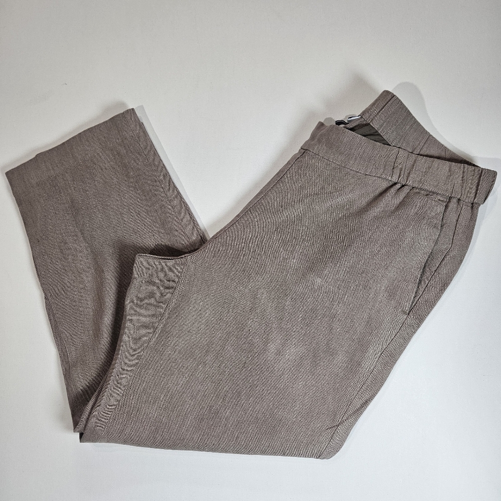 J. Jill Linen Pants Womens Small Petite Tan Stretch Waist Capsule Wardrobe Style